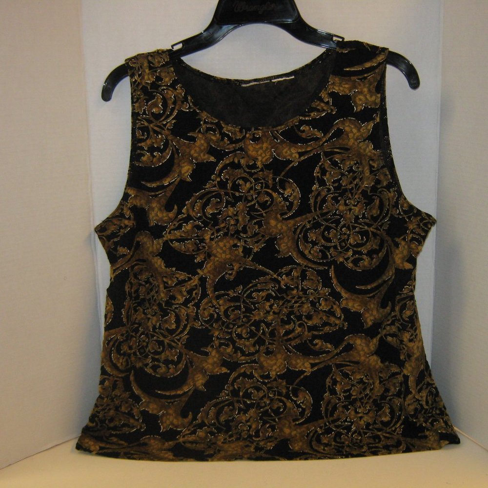 Black and Gold Sleeveless Tank Layering Top L/XL